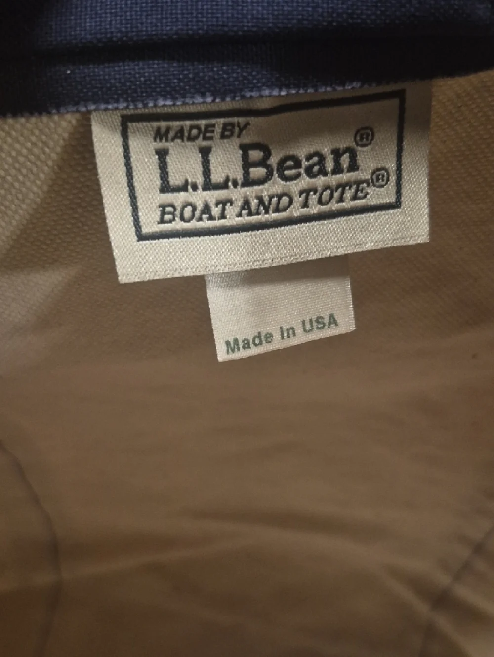 L.L. Bean Canvas Duffel Bag in Beige and Navy
